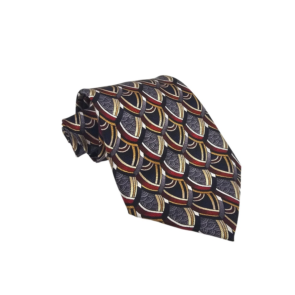 J.Garcia Tie Men's Multicolor Abstract Geometric 100%‎ Silk Necktie Handmade USA